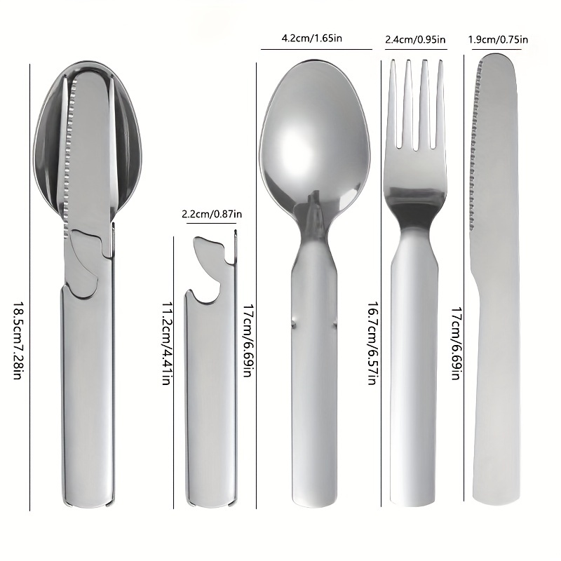 Stainless Steel Portable Cutlery Set Spoon Fork Opener Combo 16cm