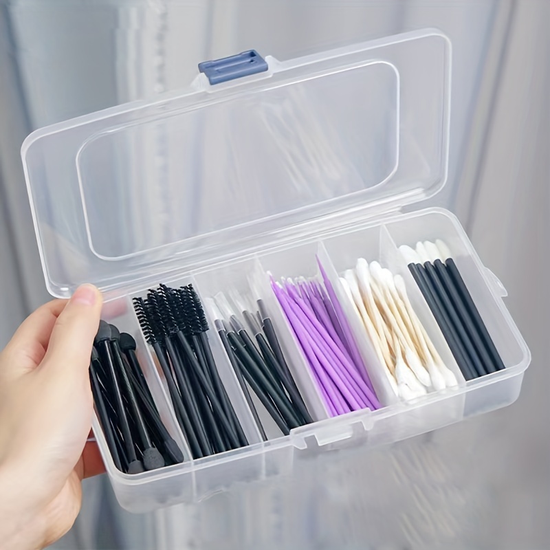 

1pc 6-grid Plastic Transparent Makeup Tool Box, Storage Box For Cotton Swabs, Dental Floss, Jewelry, Multi-functional Dust-proof Storage Box, Travel Portable Storage Organizer