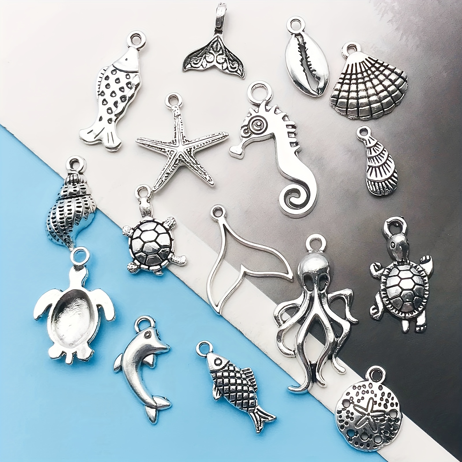 Randomly Mix Antique Silver Marine Life Charms Pendants For - Temu