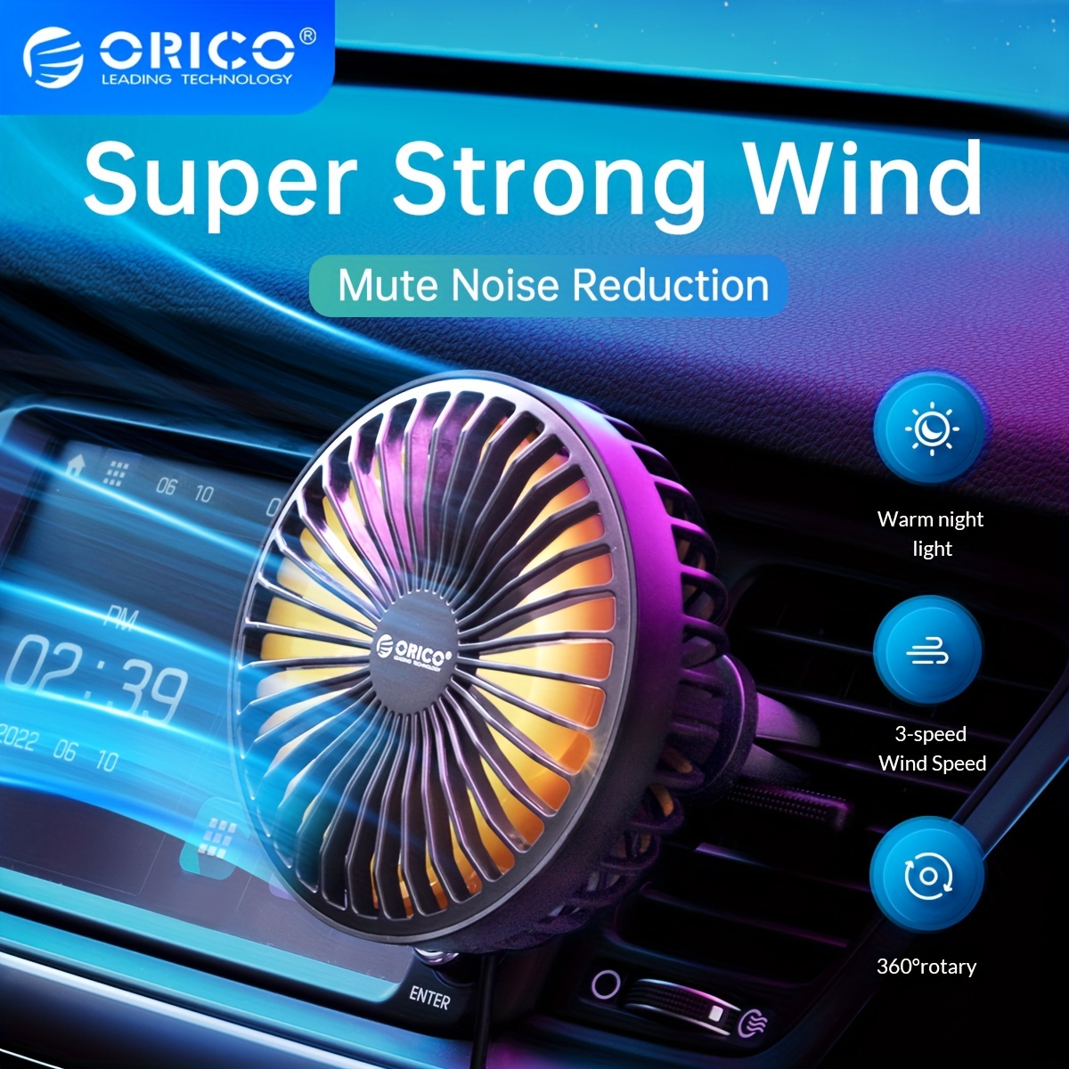 Car Clip Fan 360 Degree Rotating Ventilator Air Cooler Fan