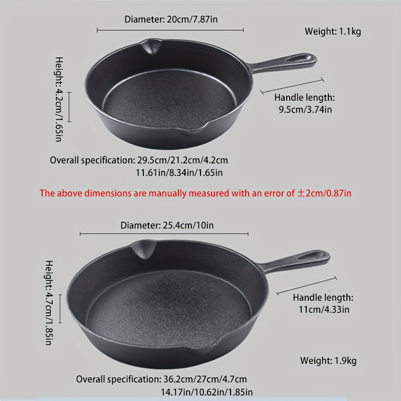 1pc/3pcs Cast Iron Frying Pan Non-Stick Skillet For Kitchen Breakfast Egg  Cooking Pan Stovetop Induction Compatible 3 Pieces Set - Non-Stick Frying  Pan 6 Inch, 8 Inch, And 10 Inch Cast Iron