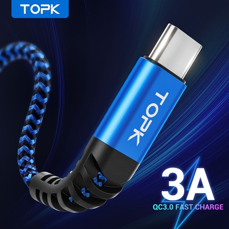 3 pack usb c cable 6 6ft topk 3a fast charge usb a to type c charger cord braided compatible with samsung galaxy a10e a20 a50 a51 a71 s20 s10 s9 s8 plus s10e note 20 10 9 8 moto g7 g8 1