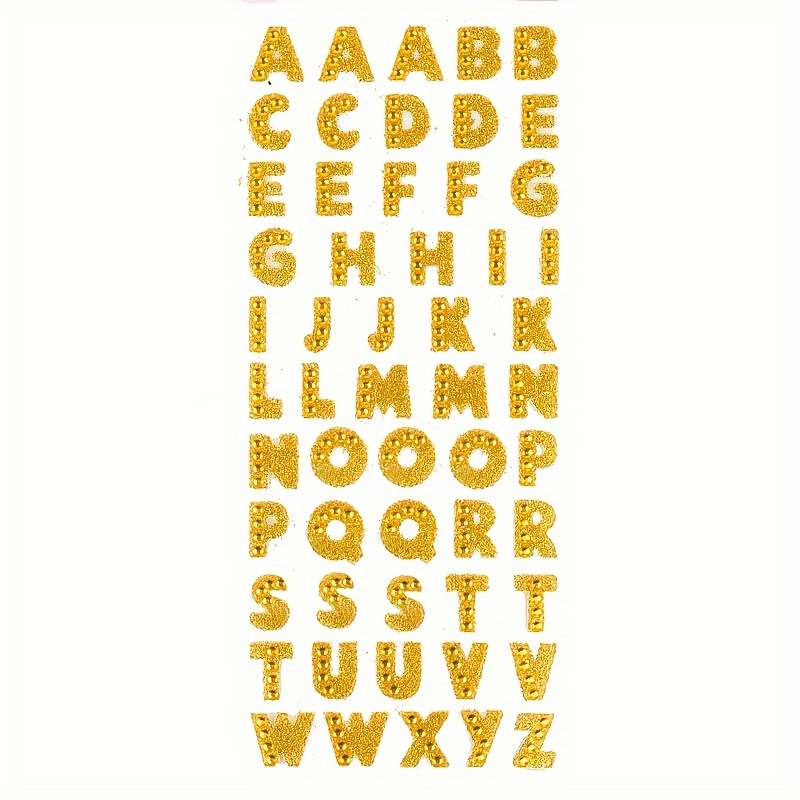 26 Pcs Glitter Rhinestone Alphabet Letter Stickers Self Adhesive A-Z Words  Gold