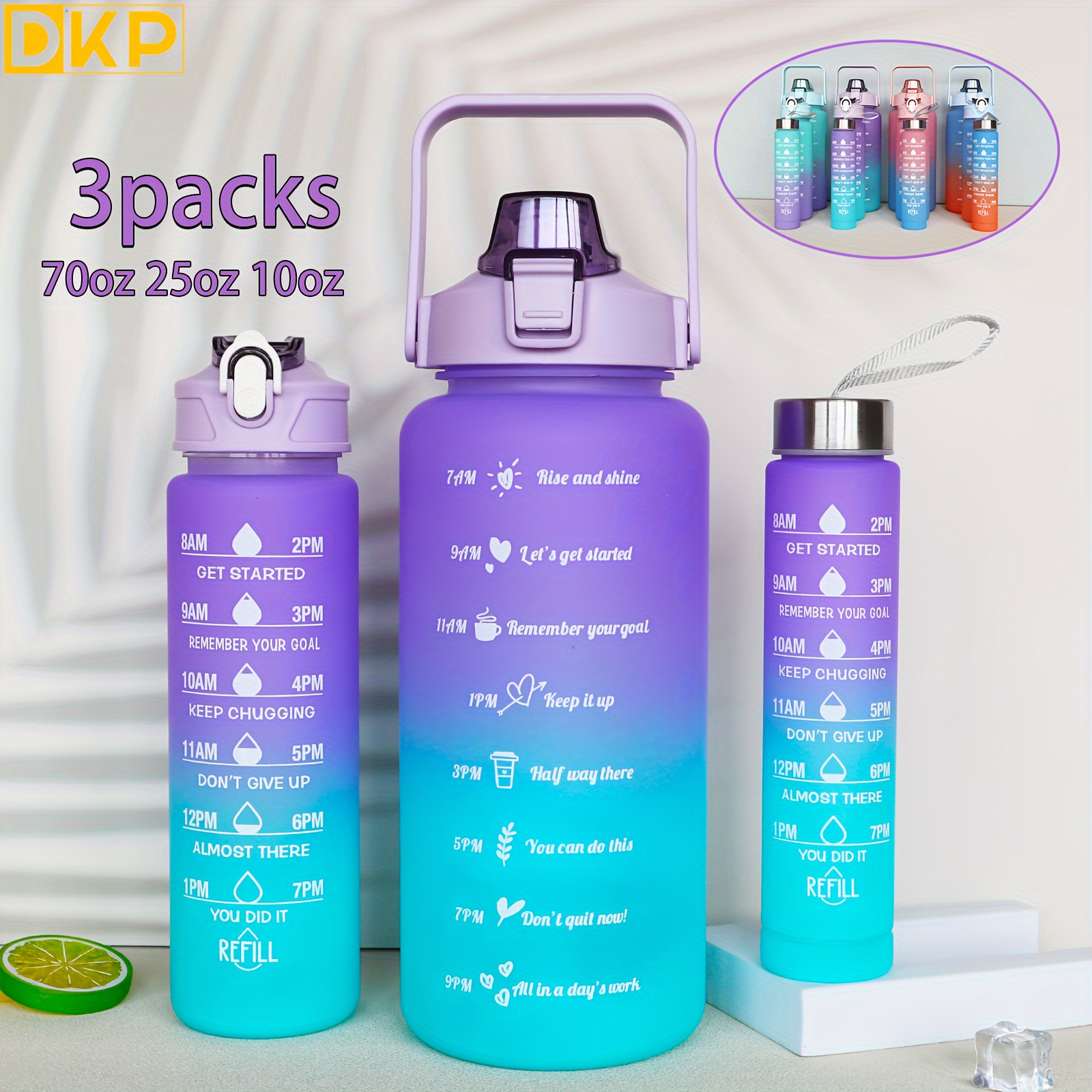 

1pc/3pcs Stay Hydrated Anywhere: Portable Leakproof Water Bottle With Time Marker & Lanyard - Perfect For Adults & Families!