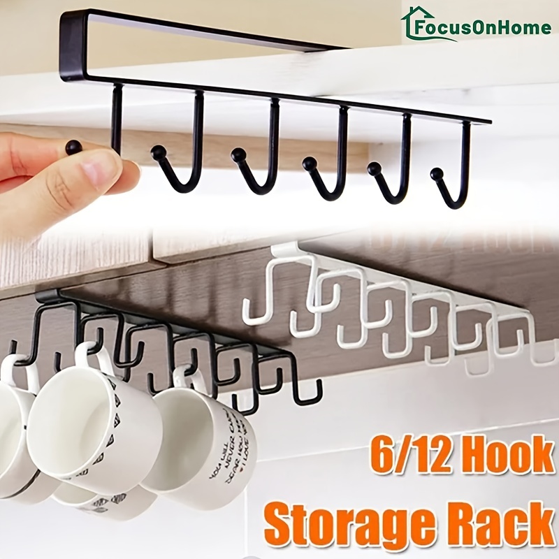 1set Multifunctional Wardrobe Hook Rack - Seamless Iron Cabinet Storage  Rack with Curved Hooks for Easy Hanging - Single/Double Row - Perfect for  Home