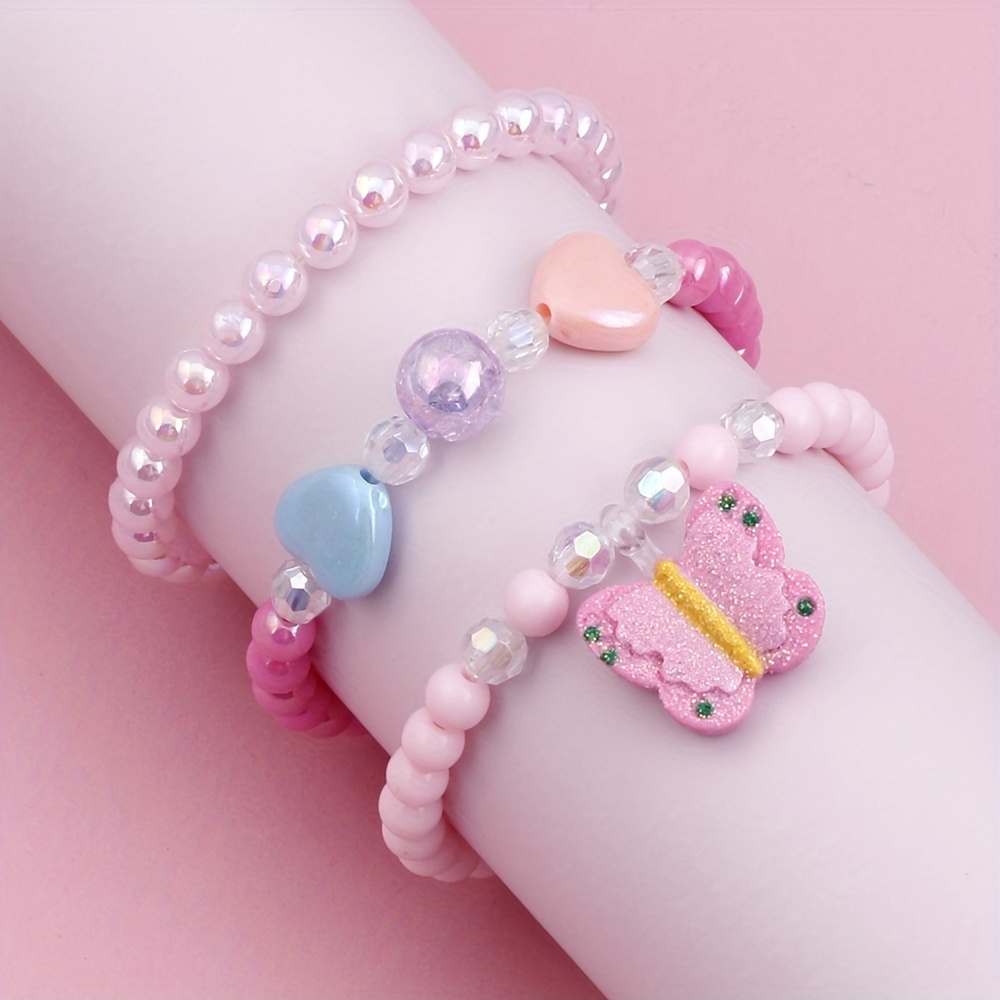 Children's Colorful Beaded Bracelet Cute Butterfly Charm - Temu