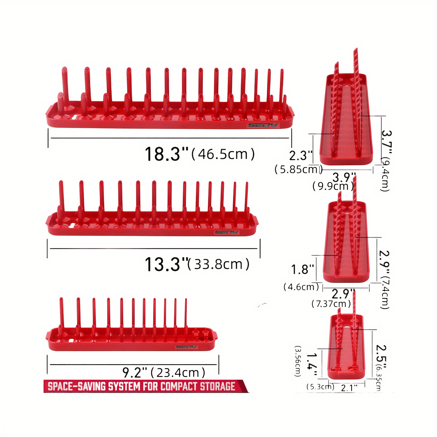1/4" 3/8" 1/2" Drive Socket Organizer Trays - ABS Plastic Metric Socket Holders