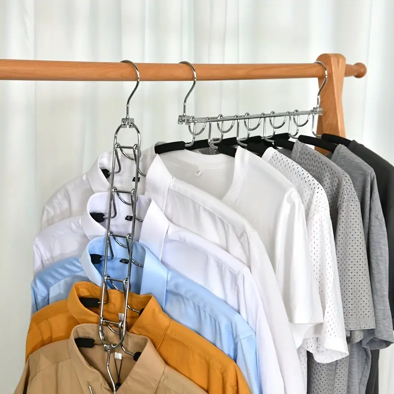 5-in-1 Space Saving Magic Metal Hanger - Multi-layered Closet Organizer For  Coats, Jackets, Sweaters, Shirts - Temu
