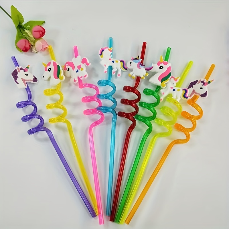  4pcs Reusable Unicorns Straws For Birthday Party