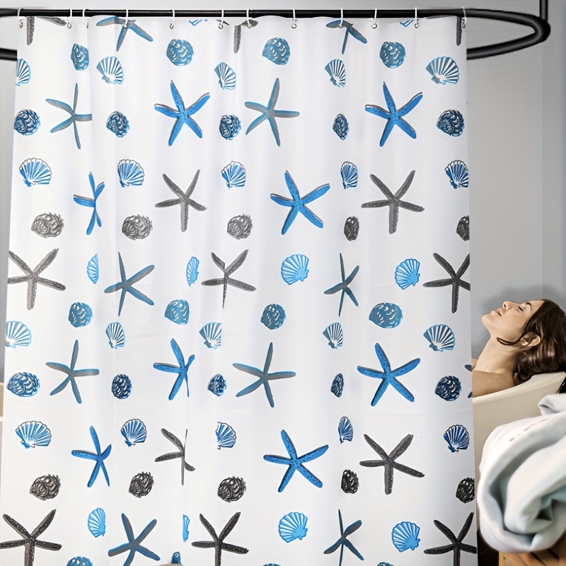 Shower Curtain Liner Peva Bathroom Plastic Conch Starfish - Temu