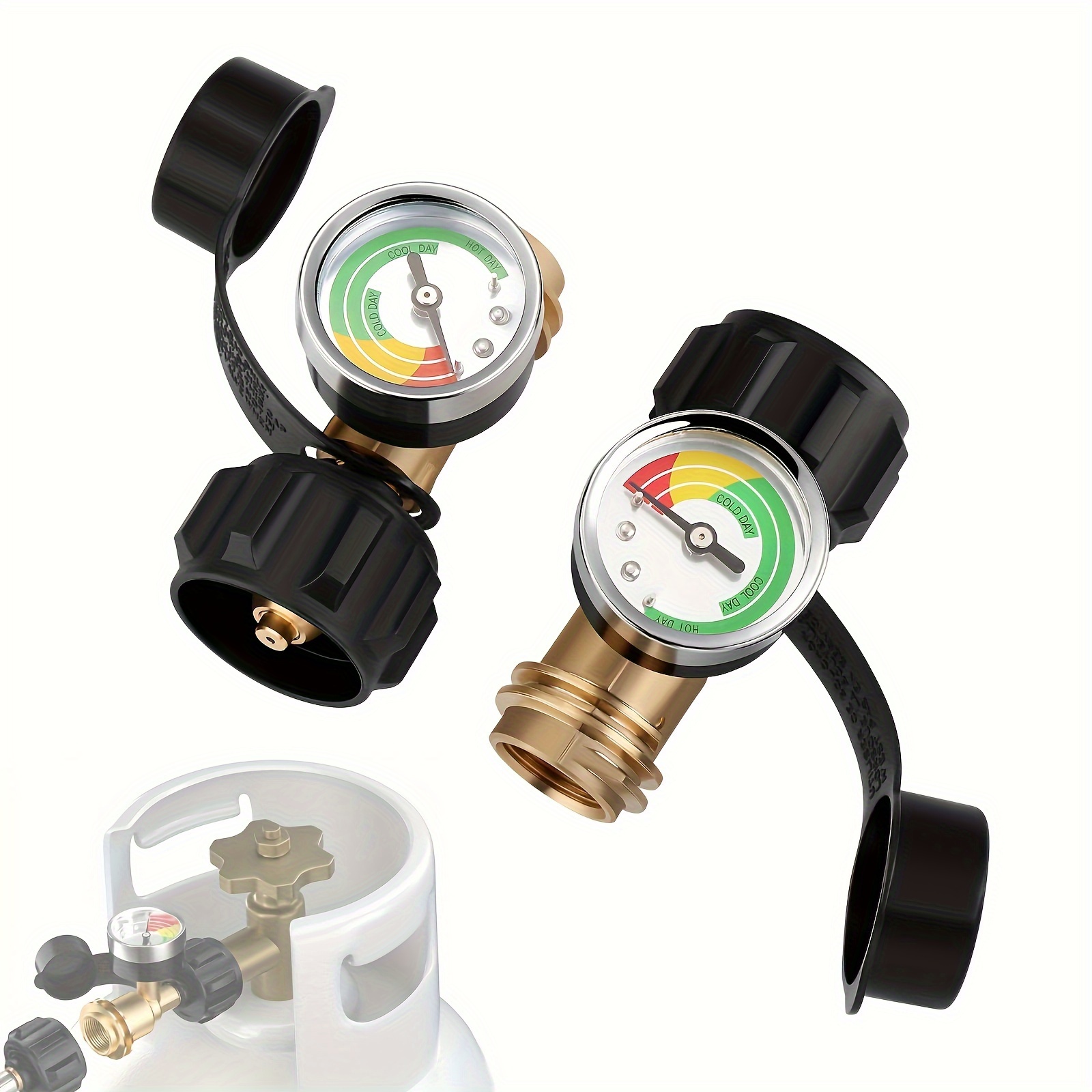1PC Brass Color Propane Tank Adapter With Gauge Converts QCC1/Type 1 Propane  Tank Gauge Level Indicator For RV Campe, Cylinder - AliExpress
