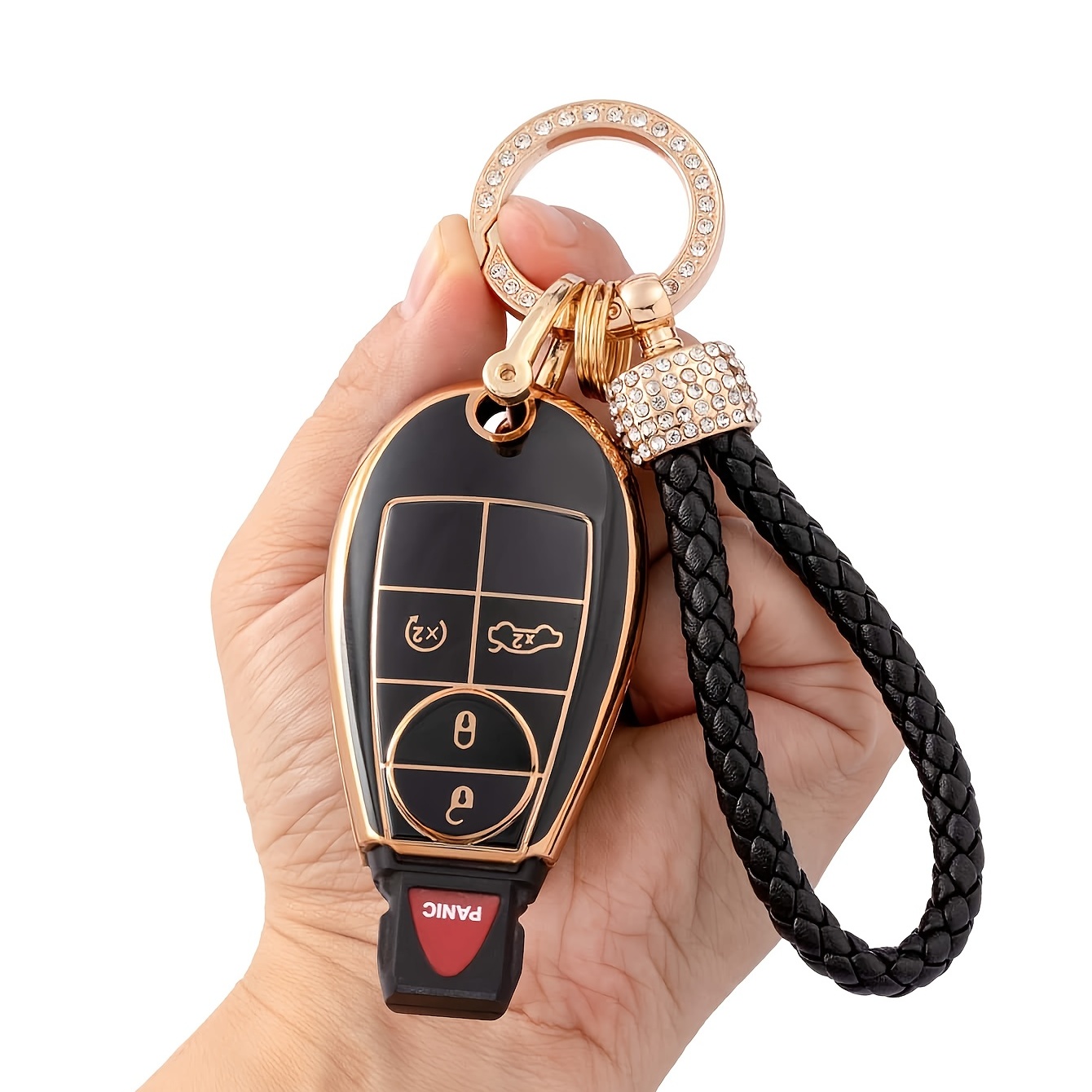 For Toyota Special TPU Soft Shell Creative Key Shell + Leather Rope Key  Chain Set With Screwdriver For Toyota Straight Four-button Car Key