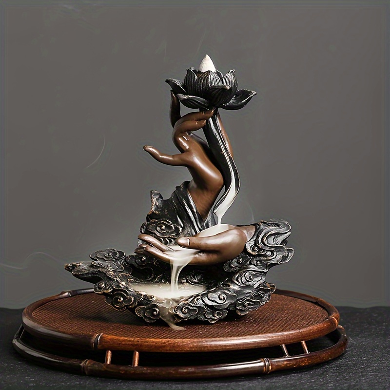 Buddha Hand Series Backflow Incense Burner Indoor Smoke Waterfall Incense  Holder Creative Ceramic Incense Burner