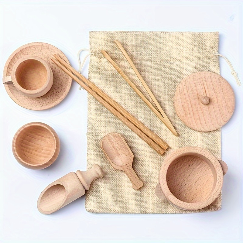 Montessori Simulated Kitchen Utensils Wooden Early Education - Temu