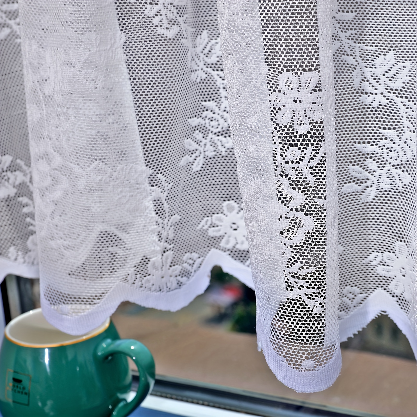 French Floral Short Curtain Romantic Kitchen Bedroom Decor Semi-Shading