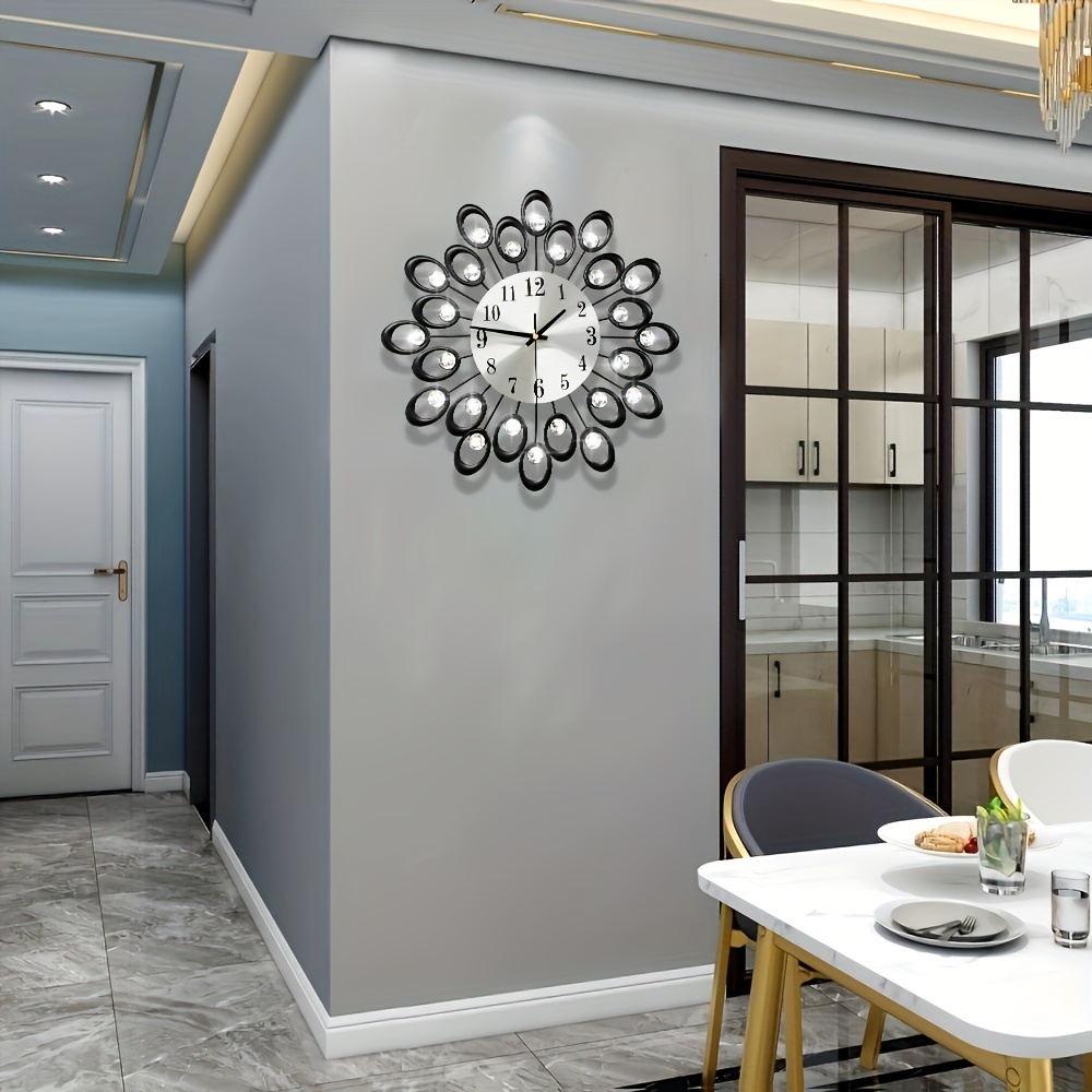1pc 15in 3d Crystal Wall Clock Silent And Stylish Clock For Bedroom