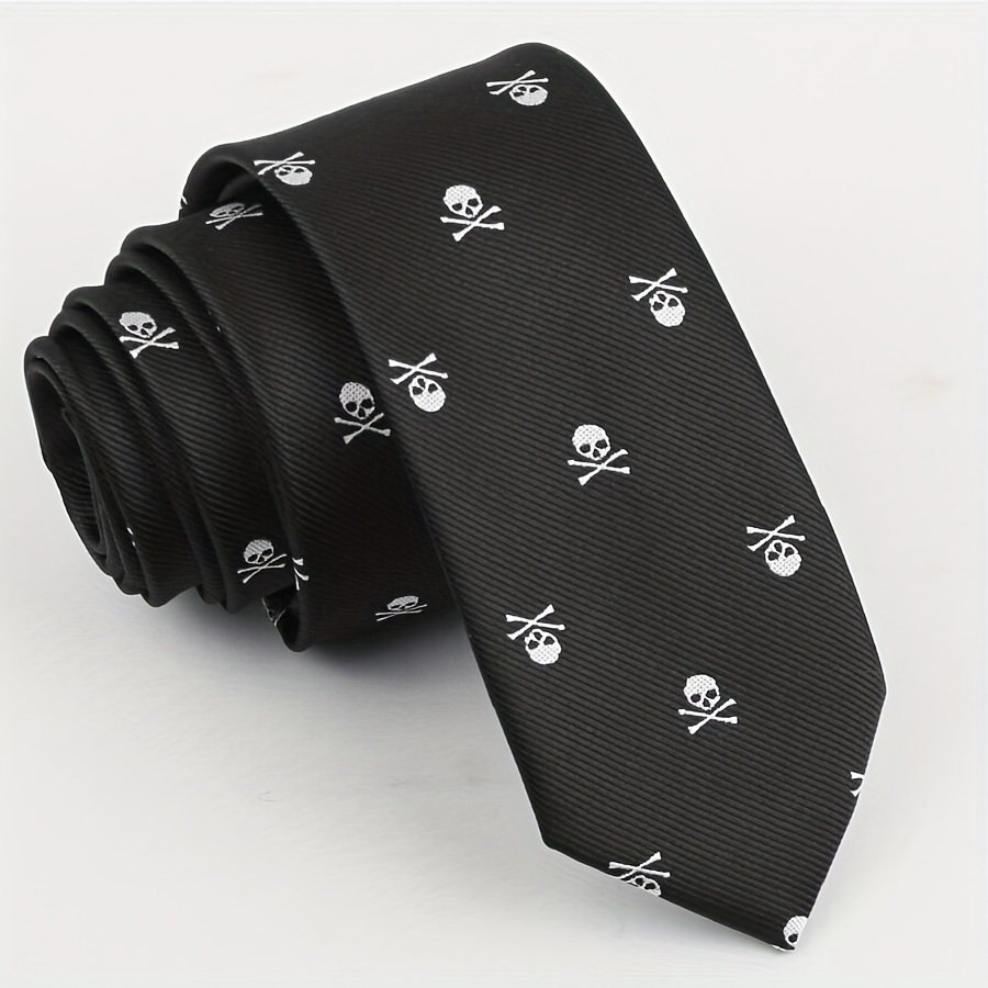 Skull Pattern Tie Set for Men 36in x 57.09in