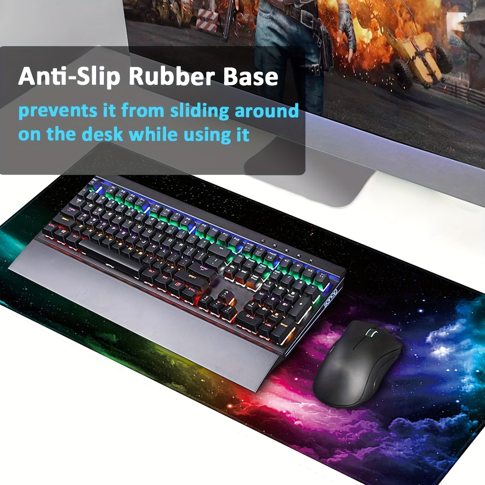 Non-slip Wide Large Mouse Pad and Keyboard Pad Starry Sky
