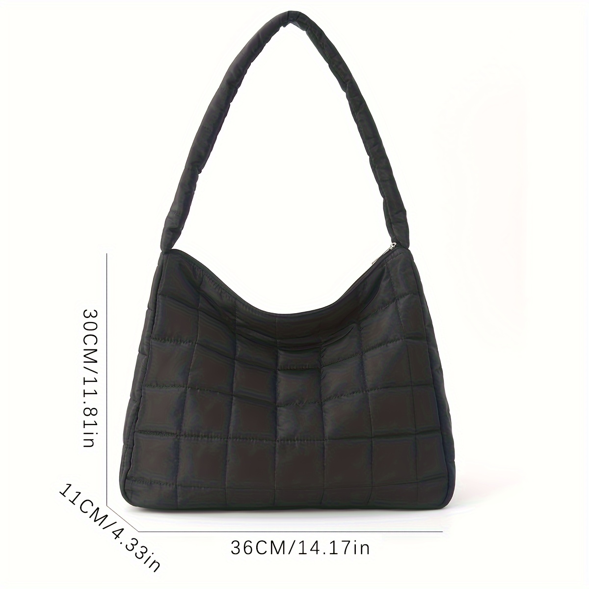 Minimalist Quilted Hobo Bag, Large Capacity Zipper Shoulder Bag, Women's  Stylish Handbag - Temu