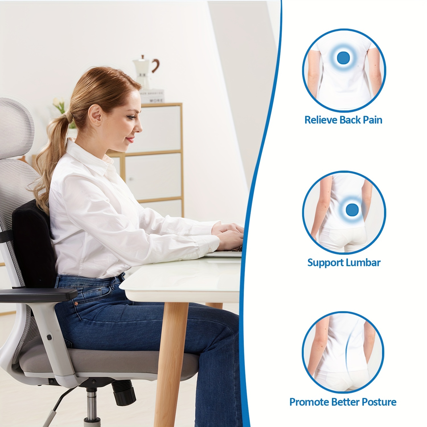 Lumbar Support Pillow For Office Chair, Back Support Office Chair