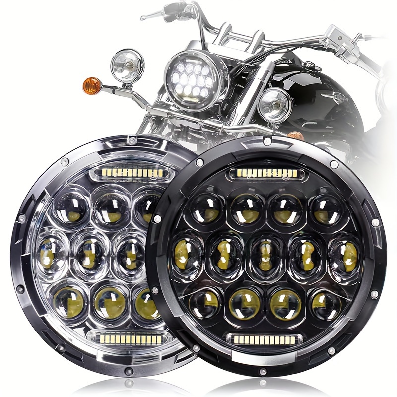 Phare de Moto LED, Distance de Phare Universel de 6,5 pouces avec Support  pour Moto Cafe Racer - Lumière Jaune