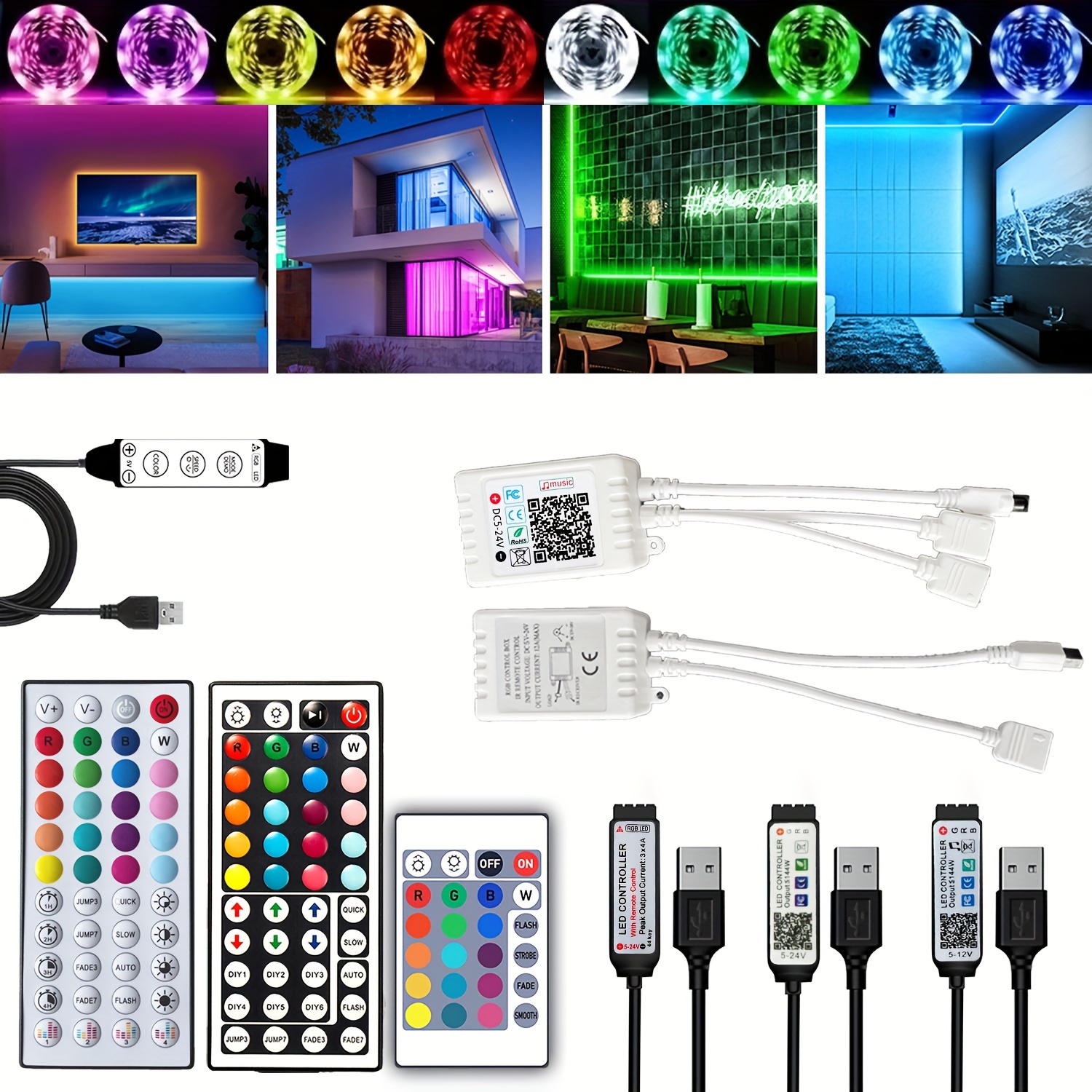 1pcs 12V 44 Keys IR Remote Controller for RGB LED Strip 2835 3528 5050 LED  Strip Lights Mini 44Key IR Cnontroller not Battery (44 Key IR RGB