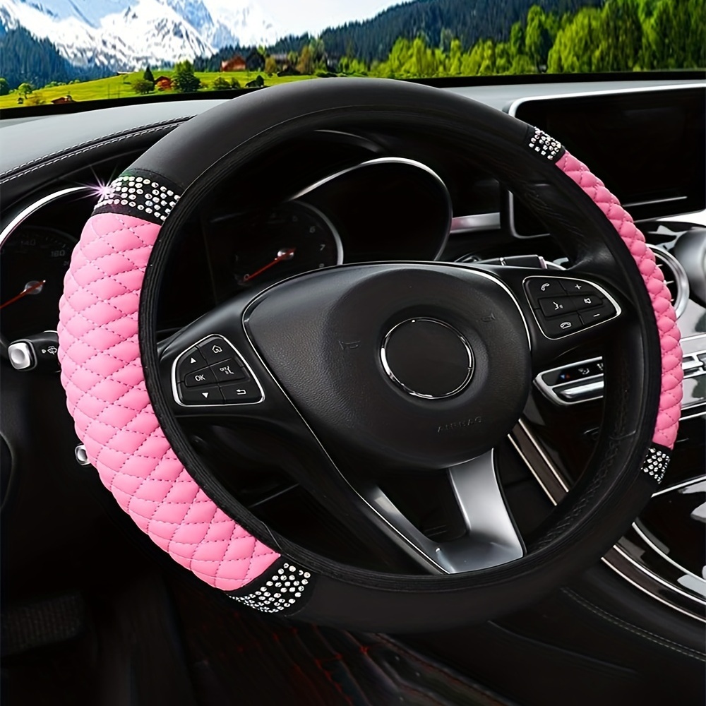 

Sparkle And Shine: Inlaid Artificial Diamond Steering Wheel Cover For Women Car Accessories