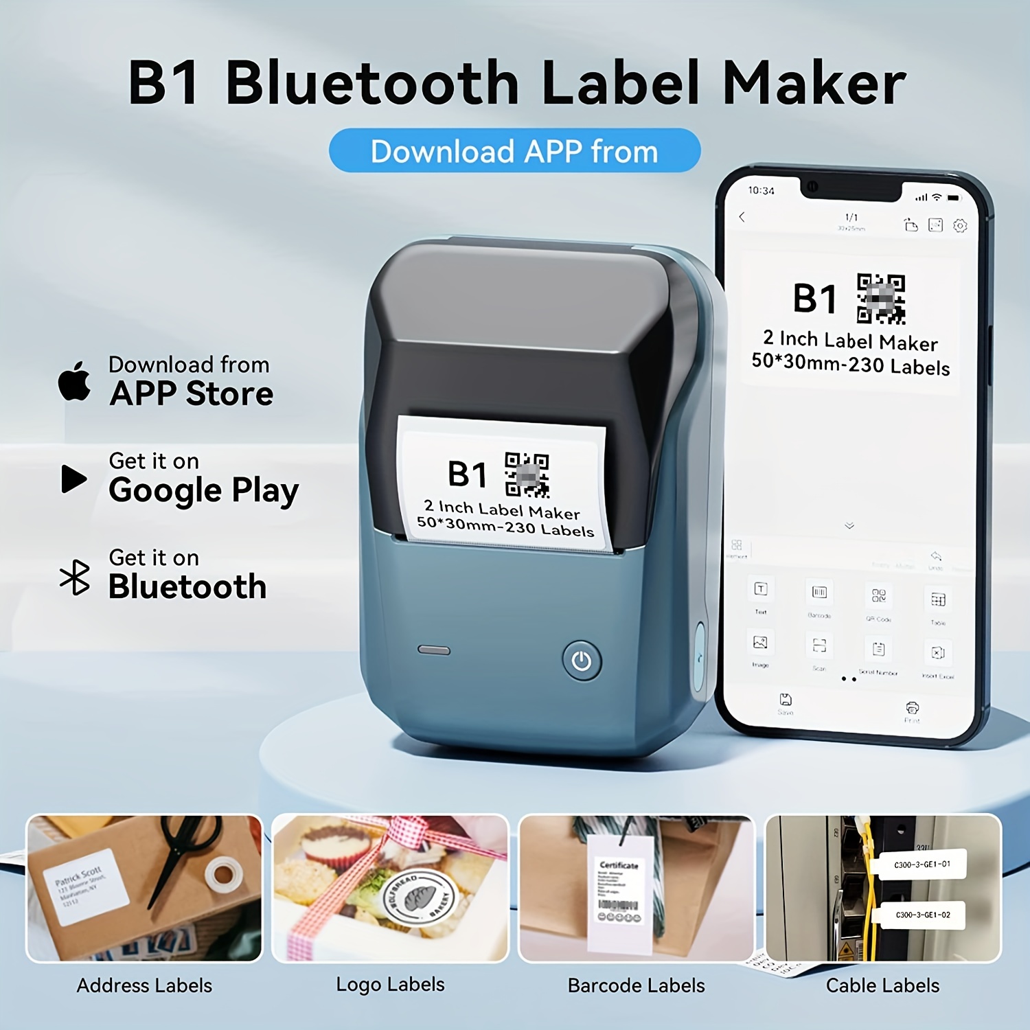 Niimbot B1 Thermal Label Printer Clothing Jewelry Product Price Barcode  Sticker Mobile Bluetooth Mini Portable Printer Maker