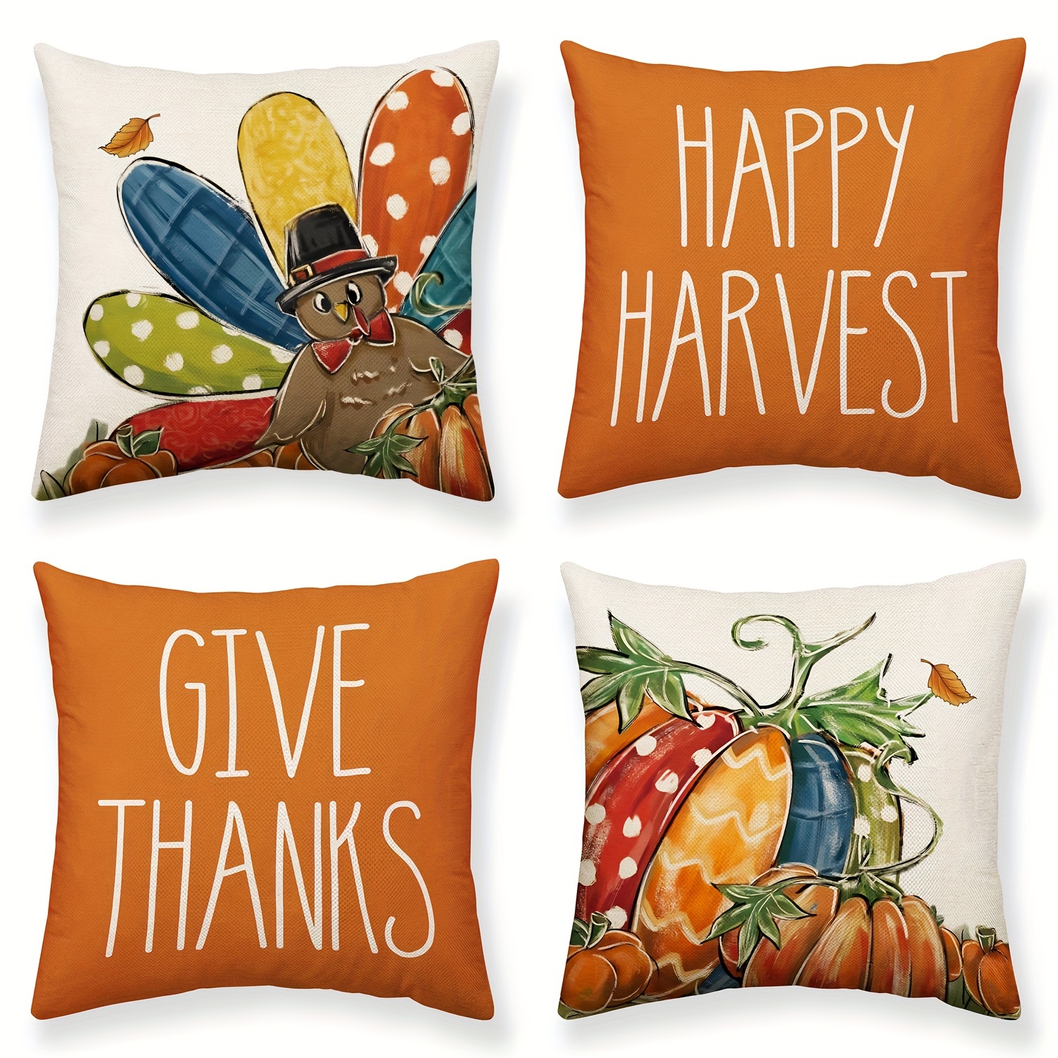 Give Thanks Throw Pillow Cover 16x16, Fall , Thanksgivng, Turkey, Autumn,  Fall Throw Pillow, Rustic Throw Pillow, Farmhouse Pillow 