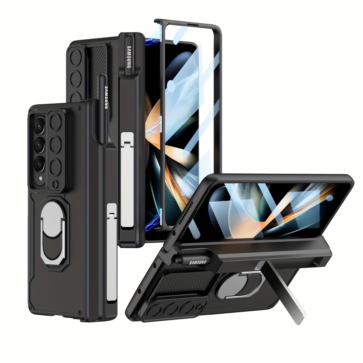 Funda para Samsung Galaxy Z Fold 5 Carcasa Transparente con S-Pen Holder, Funda Protectora de Cuerpo Completo con Frontal Pantalla Cristal Templado,Z Fold  5 Funda Anticaída Delgada 360 Cover,Clear : : Electrónica