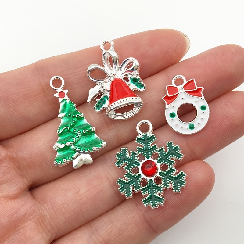 20pcs Christmas Pendants, Snowflake Christmas Tree Bell Pendants for Earrings, Necklace, Bracelet, Anklet, DIY Jewelry, Jewels Making Decoration