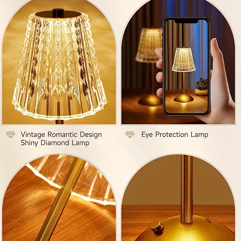 Crystal Lamp, Decorative Crystal Table Lamp With 3-way Dimmable