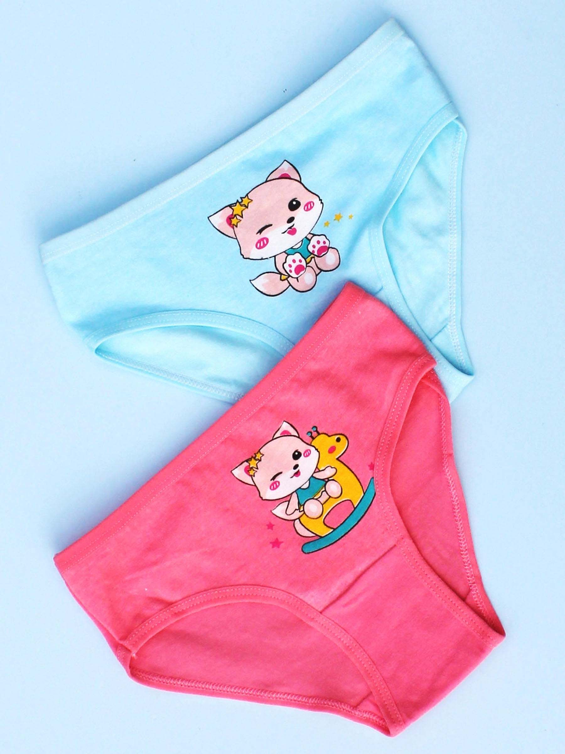 4PCS Hello Kitty 2-10Y Children Brief Underwear High Quality Cotton Girls  Panties Cute Cat Pattern