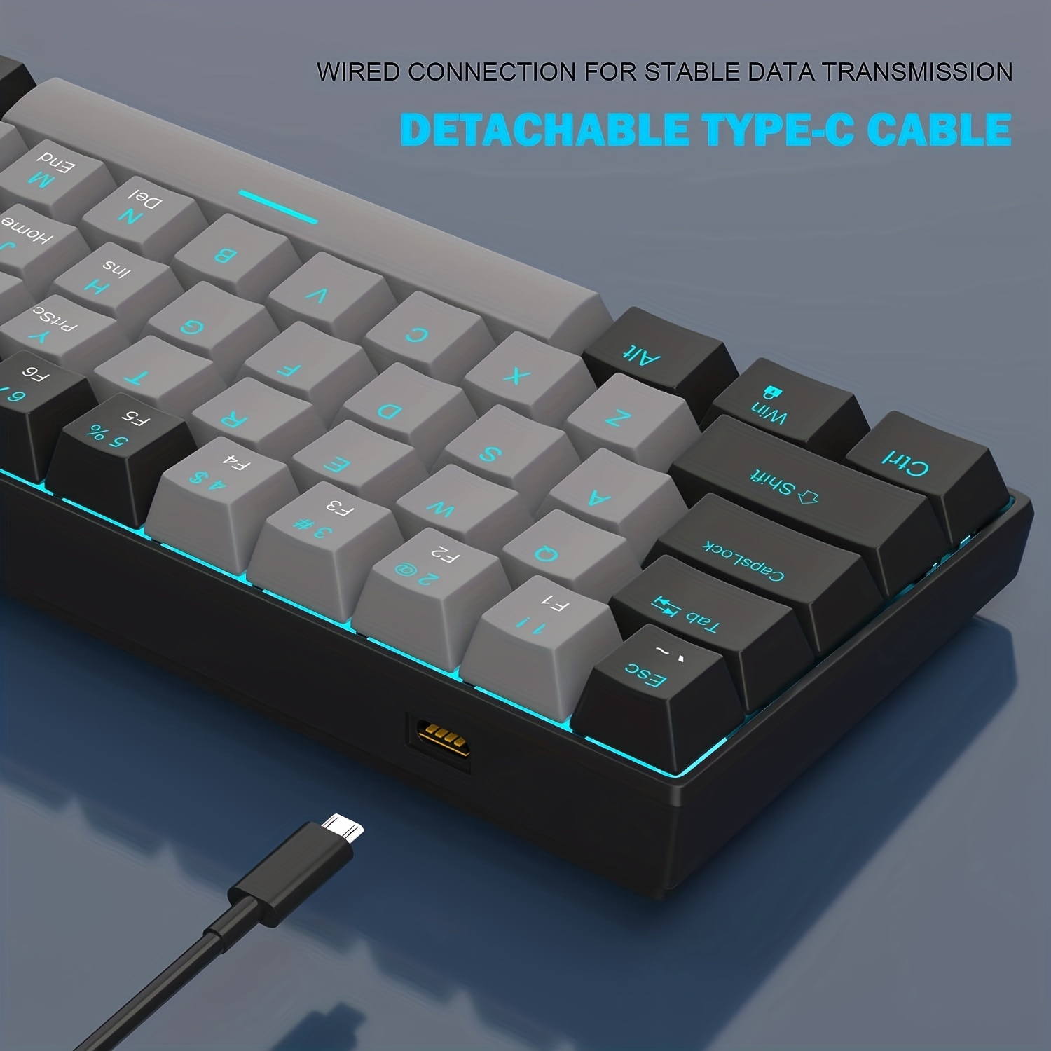 Clavier Mécanique MageGee 60 %, Clavier De Jeu Avec Commutateurs Bleus Et  Rétroéclairé Bleu Marine, Petit Clavier Mécanique Compact 60 %, Clavier De