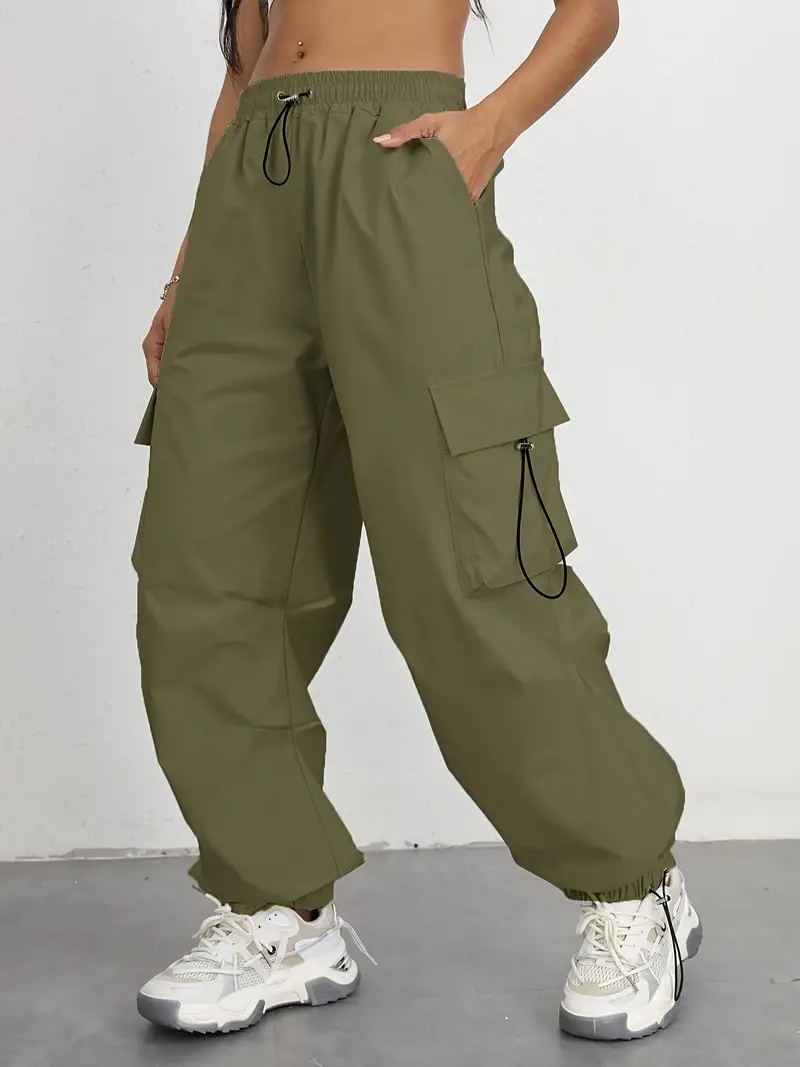 Flap Pockets Fitted Bottom Joggers Y2k Long Length Fashion - Temu