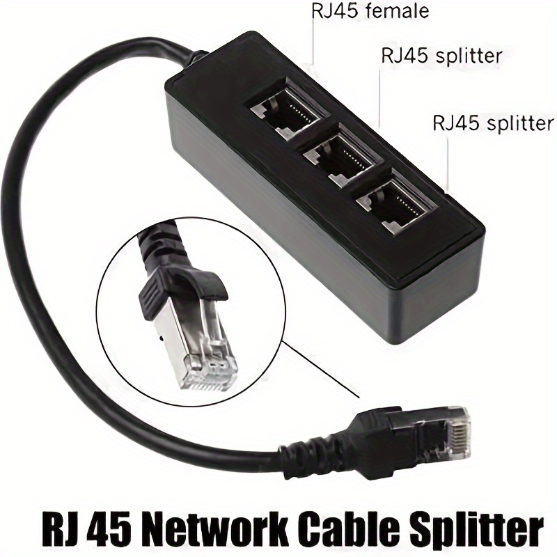 RJ45 Port Network Cable Splitter Extender Plug Adapter Split Into Two Split`AO