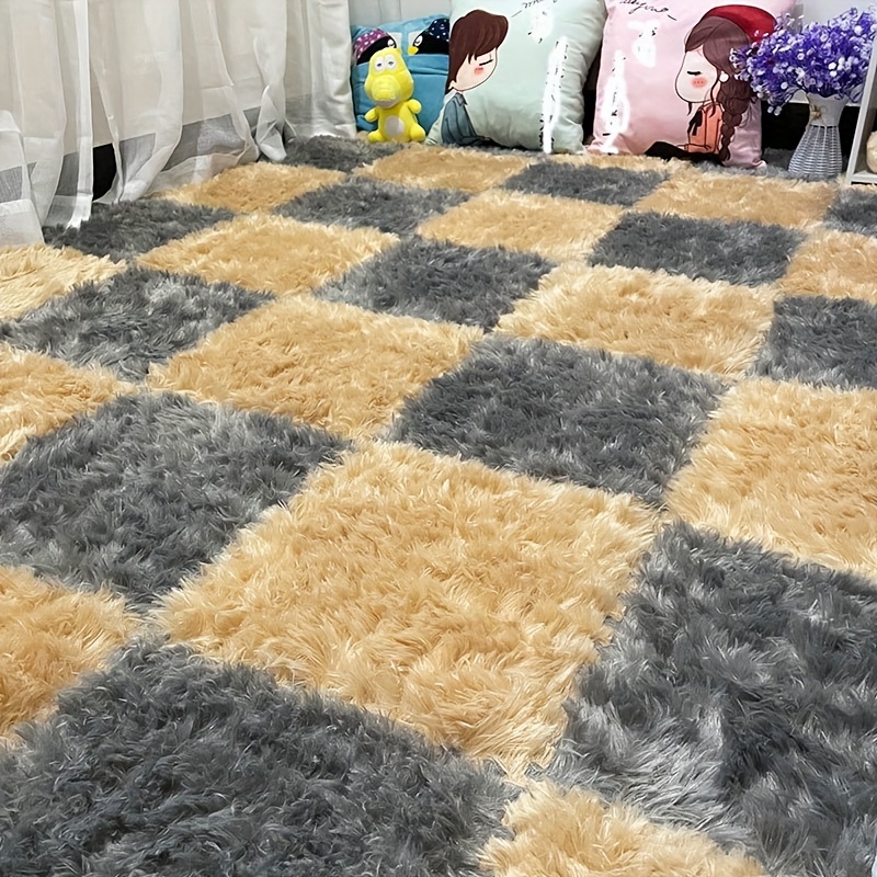 6pcs Bedroom Splicing Carpet, Plush Square Floor Mat Home Floor Mat Tatami Square Splicing Mat, Foam Floor Mat, Easy To Store And Easy To Splice