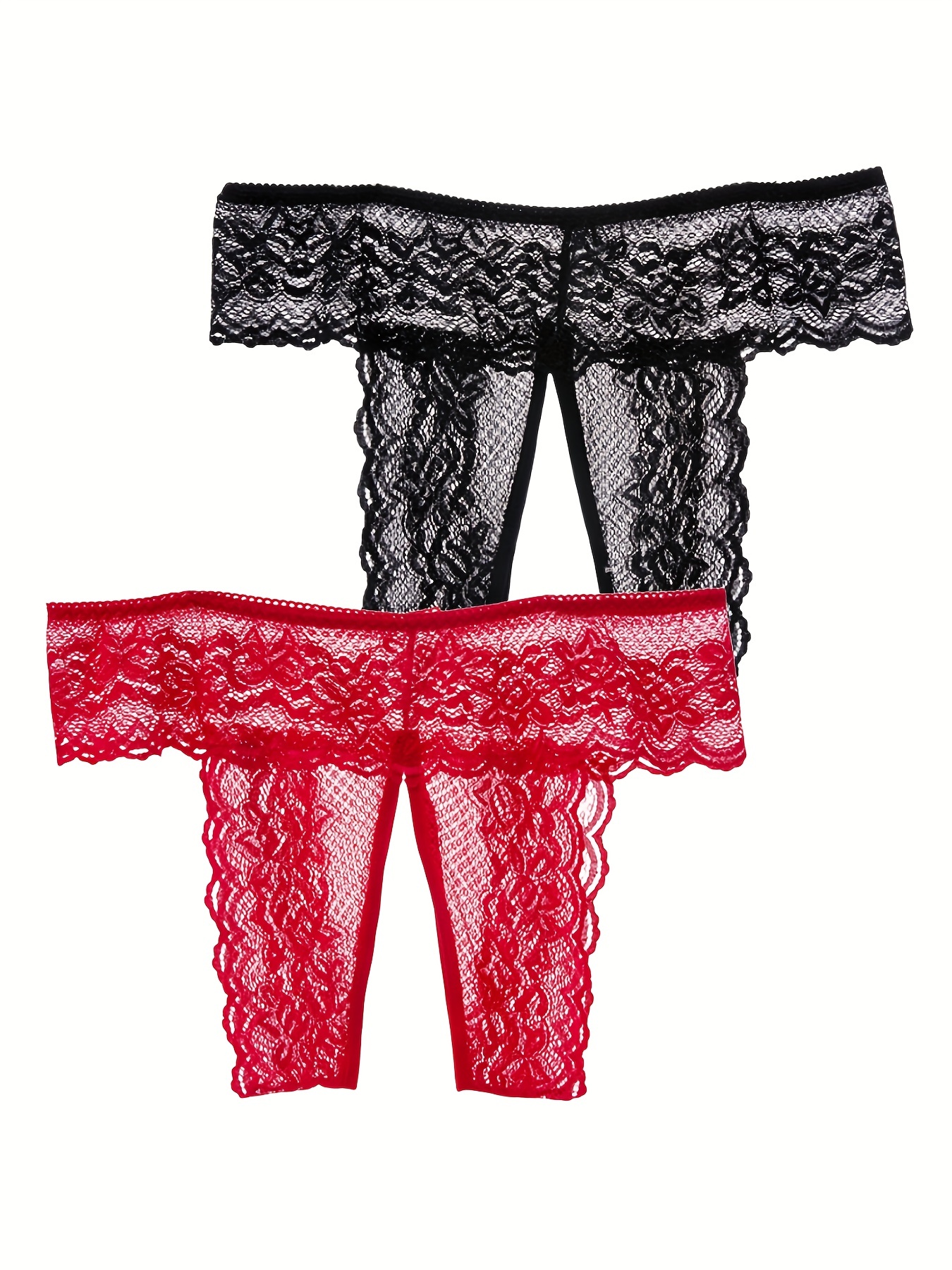 Women's Adult Sexy Floral Lace Open Crotch Mesh Panties - Temu Canada