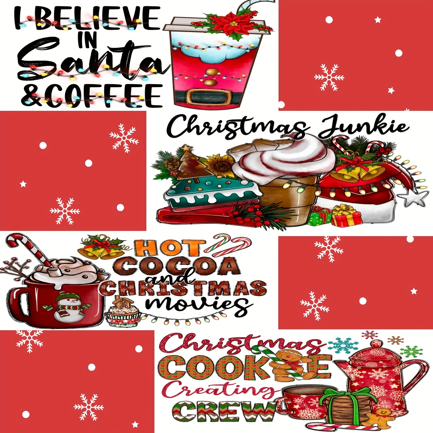 Uv Dtf Cup Wrap Decals Christmas Design Rub On Transfers For - Temu