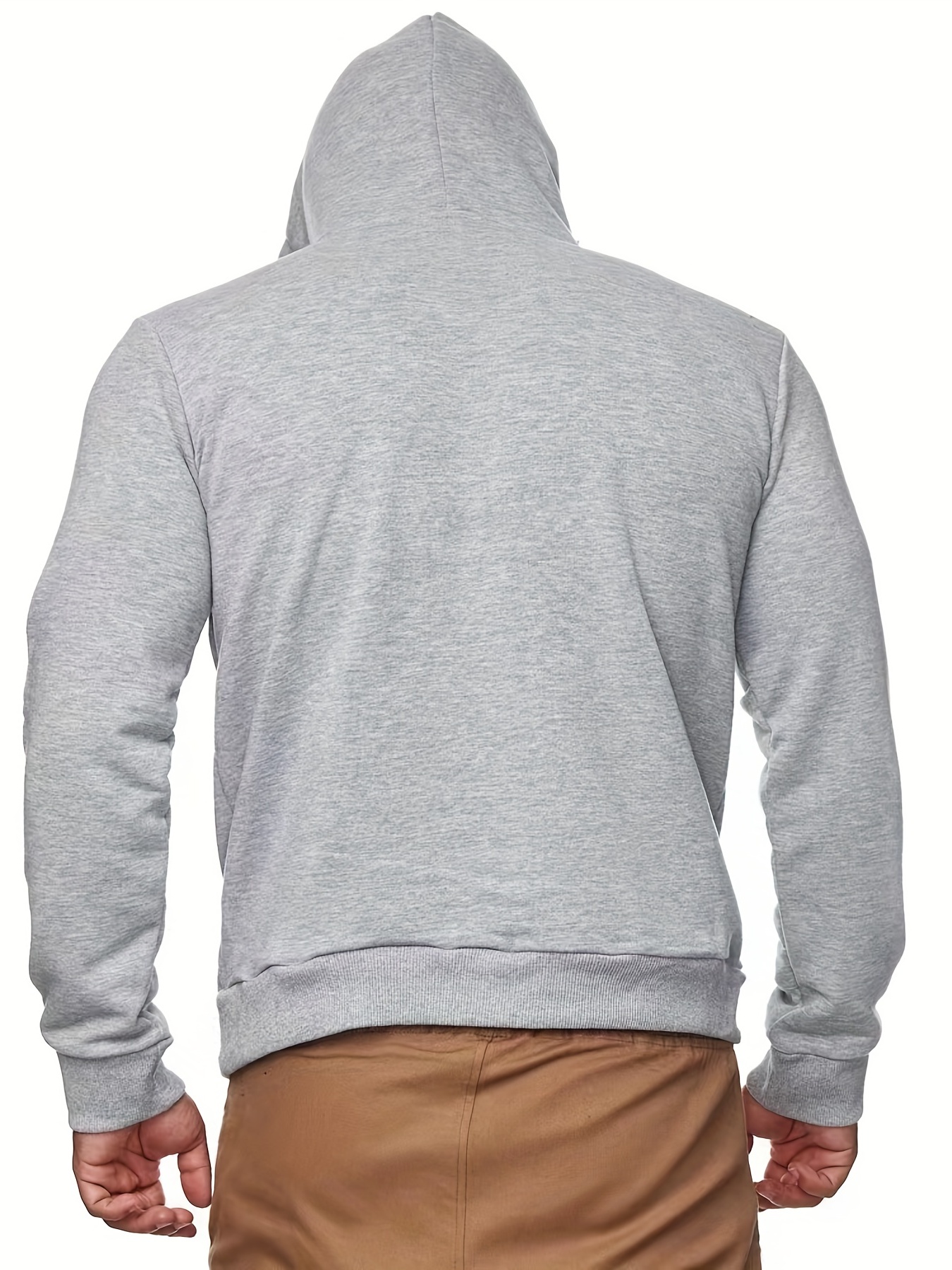 Men's Grey Hoodie Sweatshirt with Kangaroo Pocket