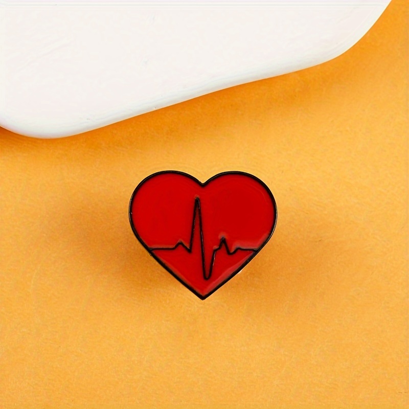 Temu 1pc Red Heart Beat American Heart Month Doctor Nurse Gift Enamel Brooch Lapel Pin Great for Jackets, Uniform, Scrubs, Coat, Hats, Backpacks,$0.99