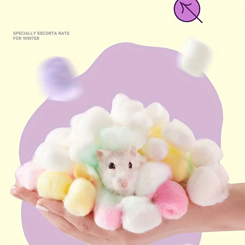 100pcs Colored Hamster Cotton Balls, Hamster Small Pet Warm Winter  Supplies, Chinchilla Small Animal Bedding Accessories