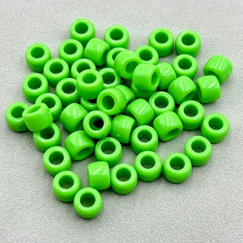 9mm Opaque Green Pony Beads Bulk