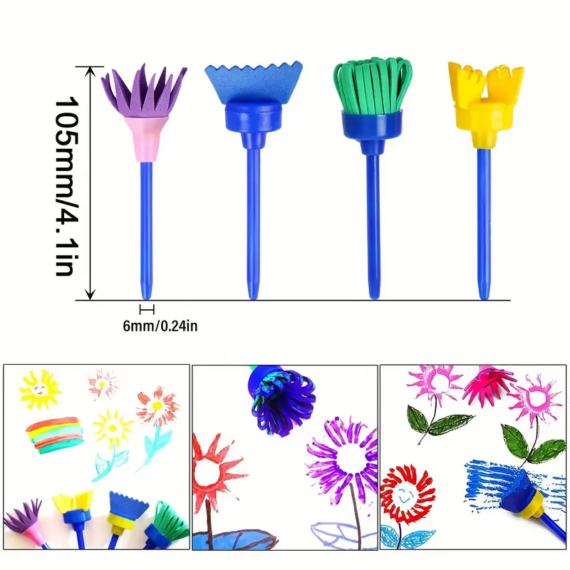 Zoylofg Washable Mini Flower Craft Painting Tools, Rotate Spin Sponge Paint  Drawing, Drawing Tools For Kids/ Toddlers - Temu