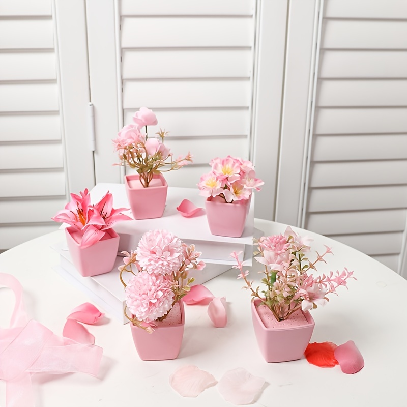 Buy 5pcs Potted Artificial Flowers For Desktop Window Decoration | Our Store