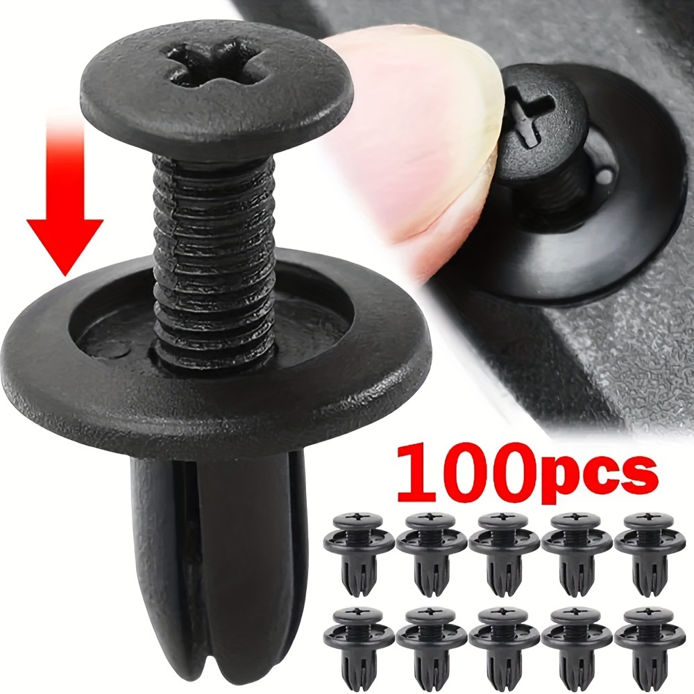 

100pcs 8mm Plastic Rivets Fasteners Screw, Car Bumper Fender Black Rivet, Car Fastener Clips