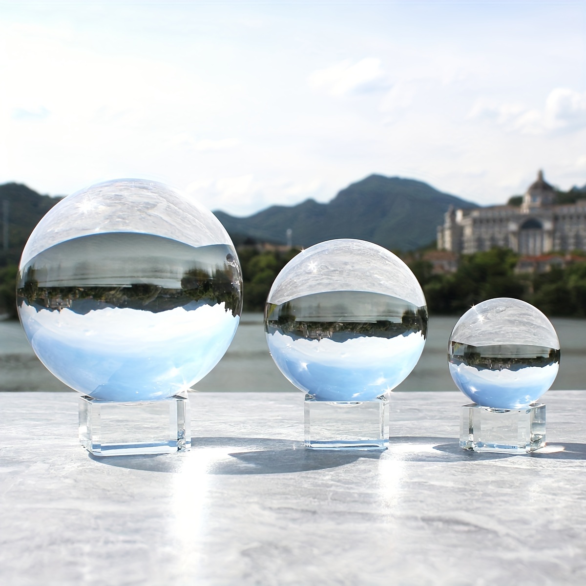 Blue Crystal Ball Feng shui Magic Glass Ball Globe Sphere Figurines  Miniatures Ornaments For Gifts Home Decoration Accessories - AliExpress
