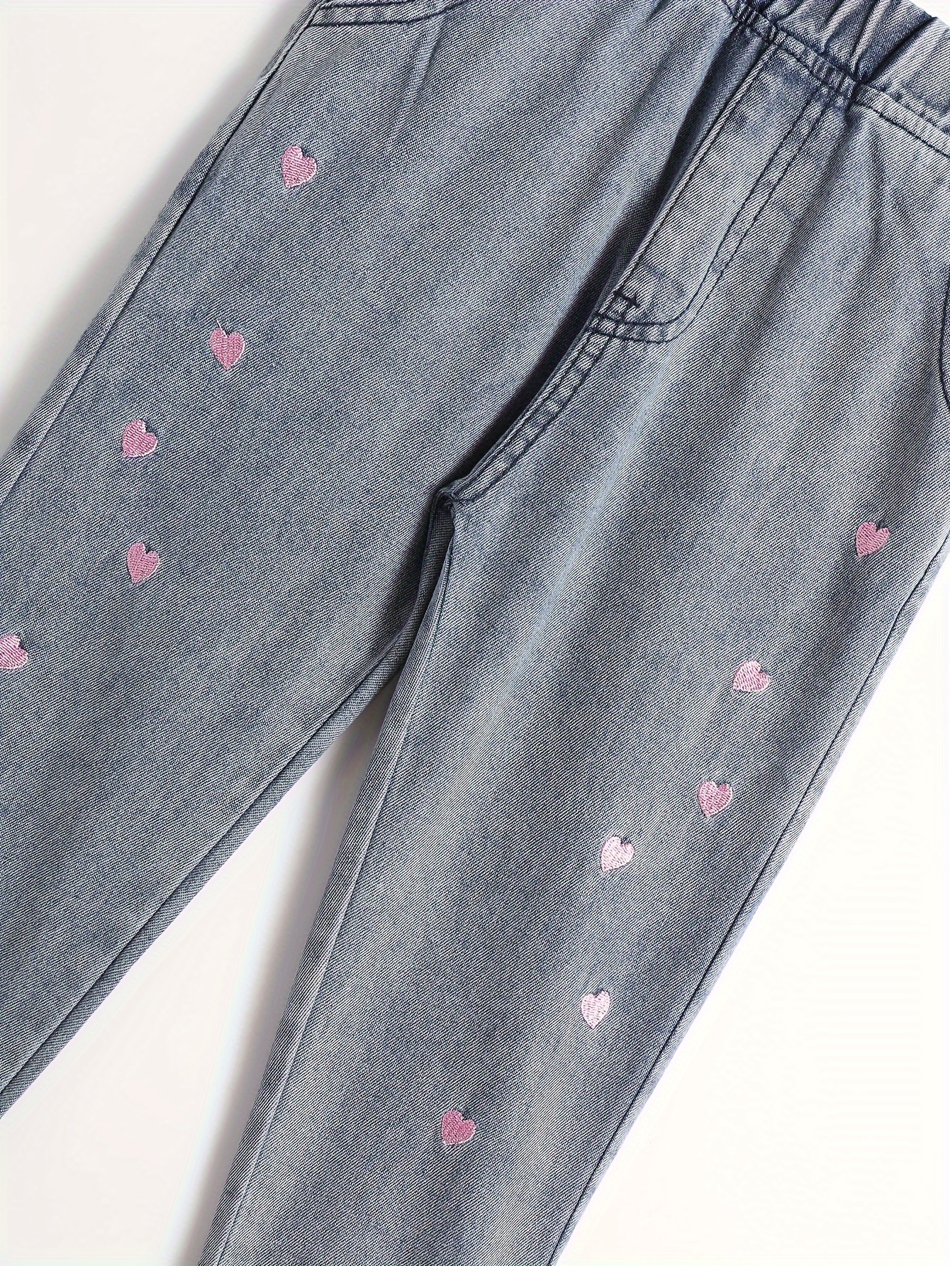 Heart Embellished Jeans - Light Wash