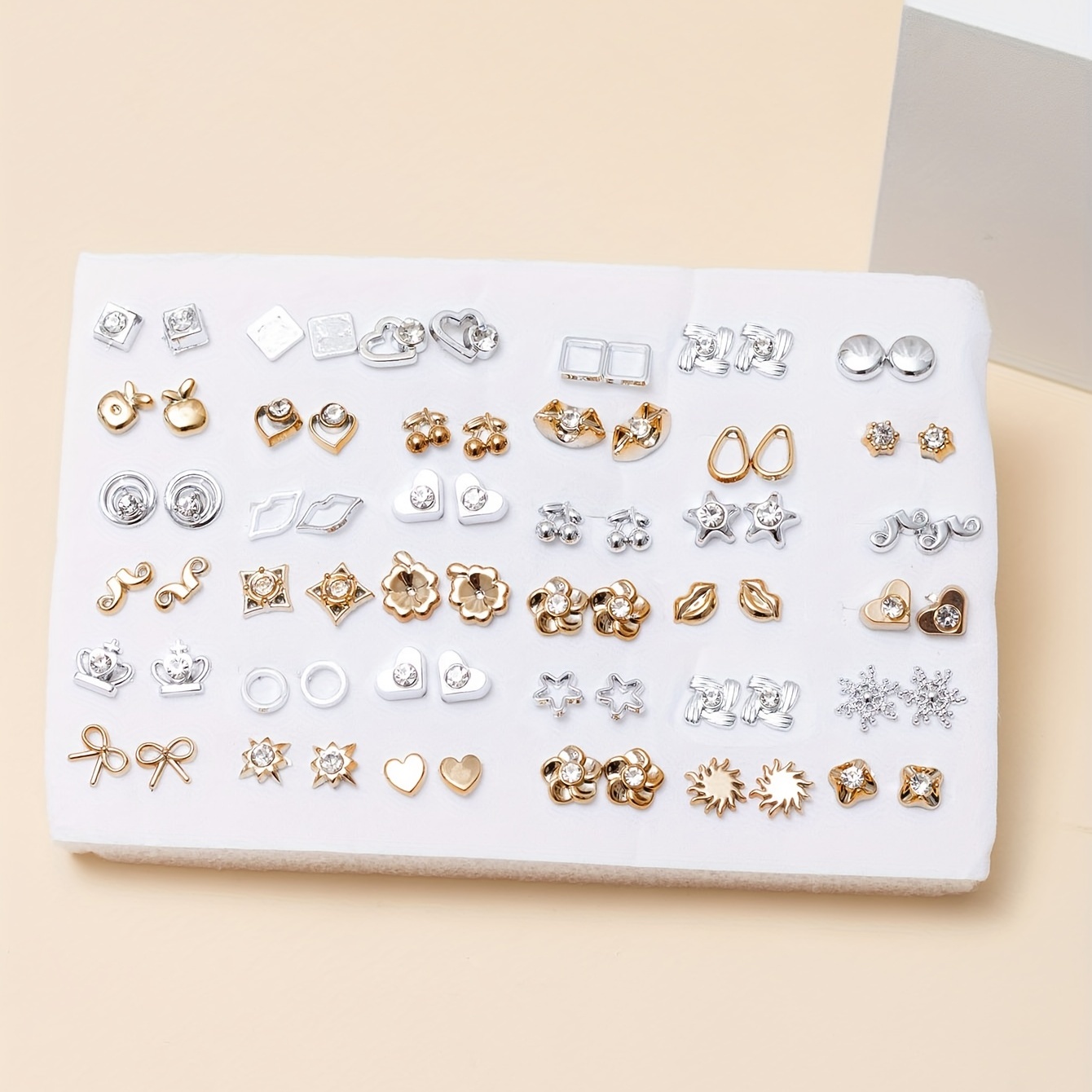 36pairs Men's Random Mixed Silver Colors Stud Earrings Set