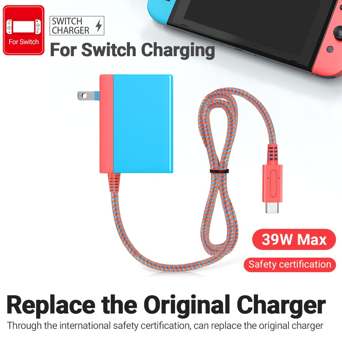Adapter Charger for Nintendo Switch Charger Fast Charging for Nintend  Switch Lite Dock/Controller Support TV Mode Charger EU/US